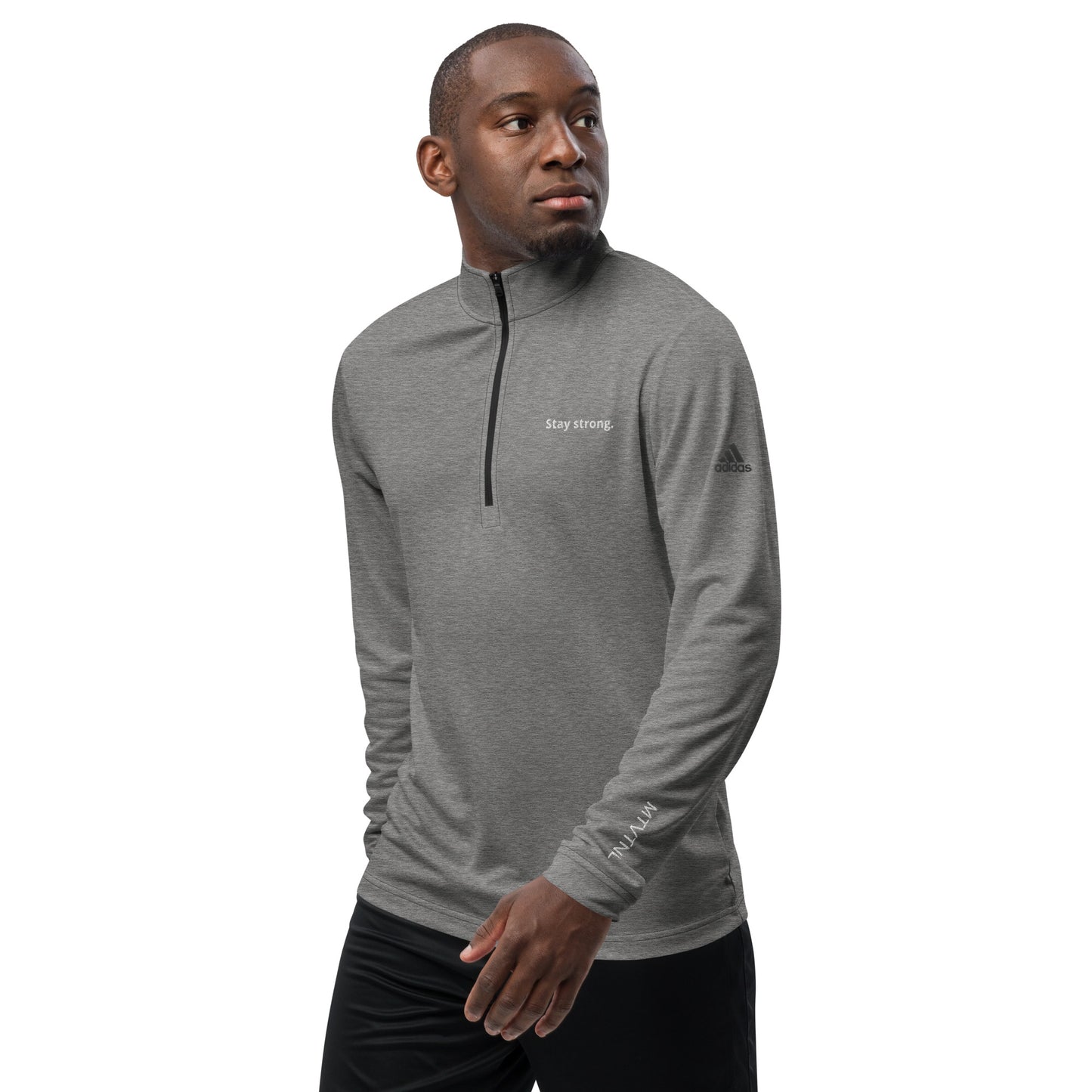 "Stay strong." Adidas Quarter Zip Pullover