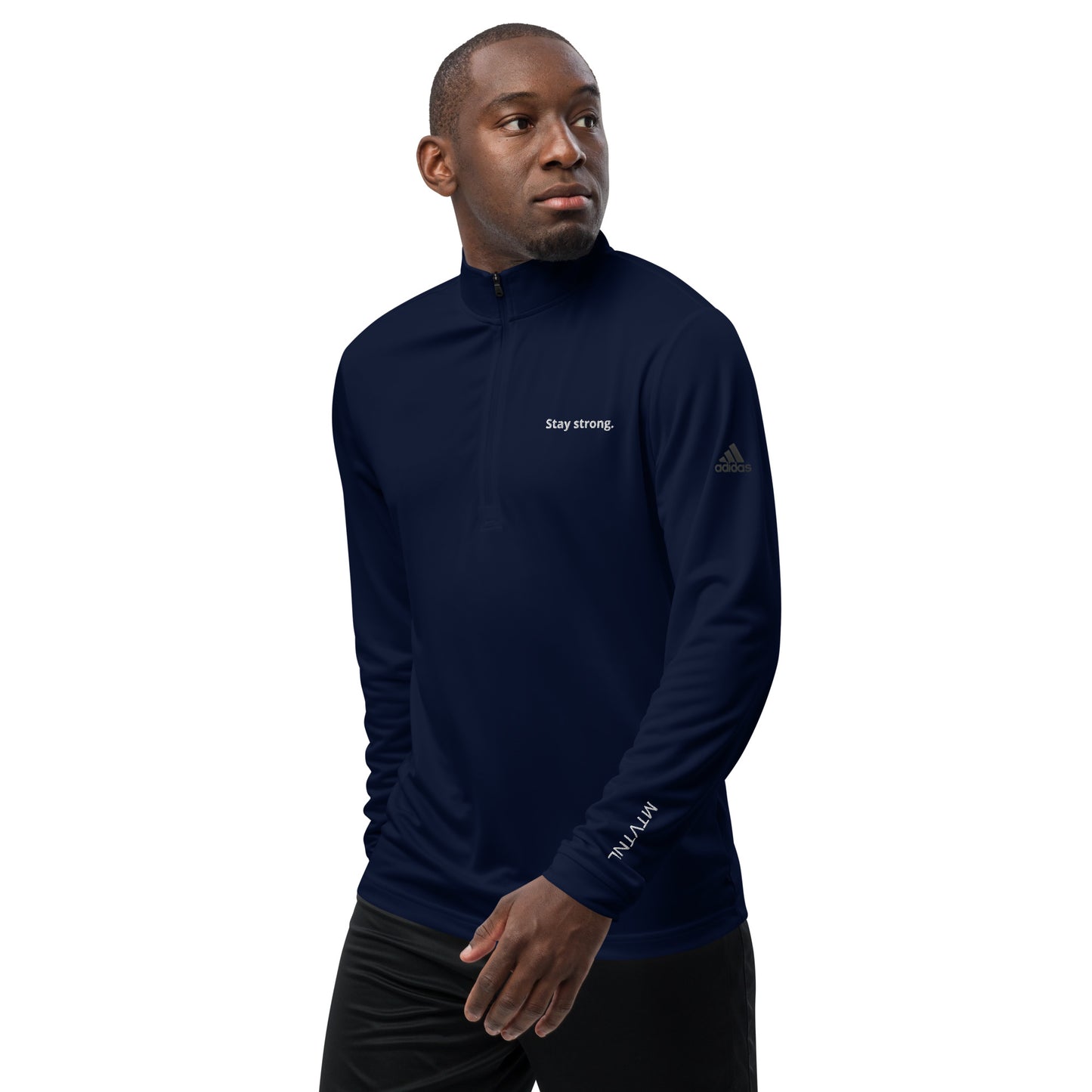 "Stay strong." Adidas Quarter Zip Pullover