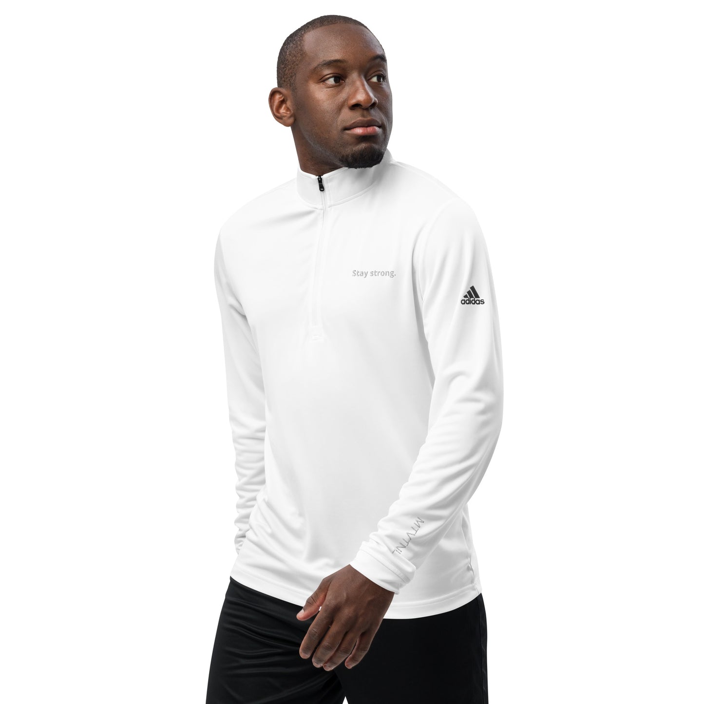 "Stay strong." Adidas Quarter Zip Pullover