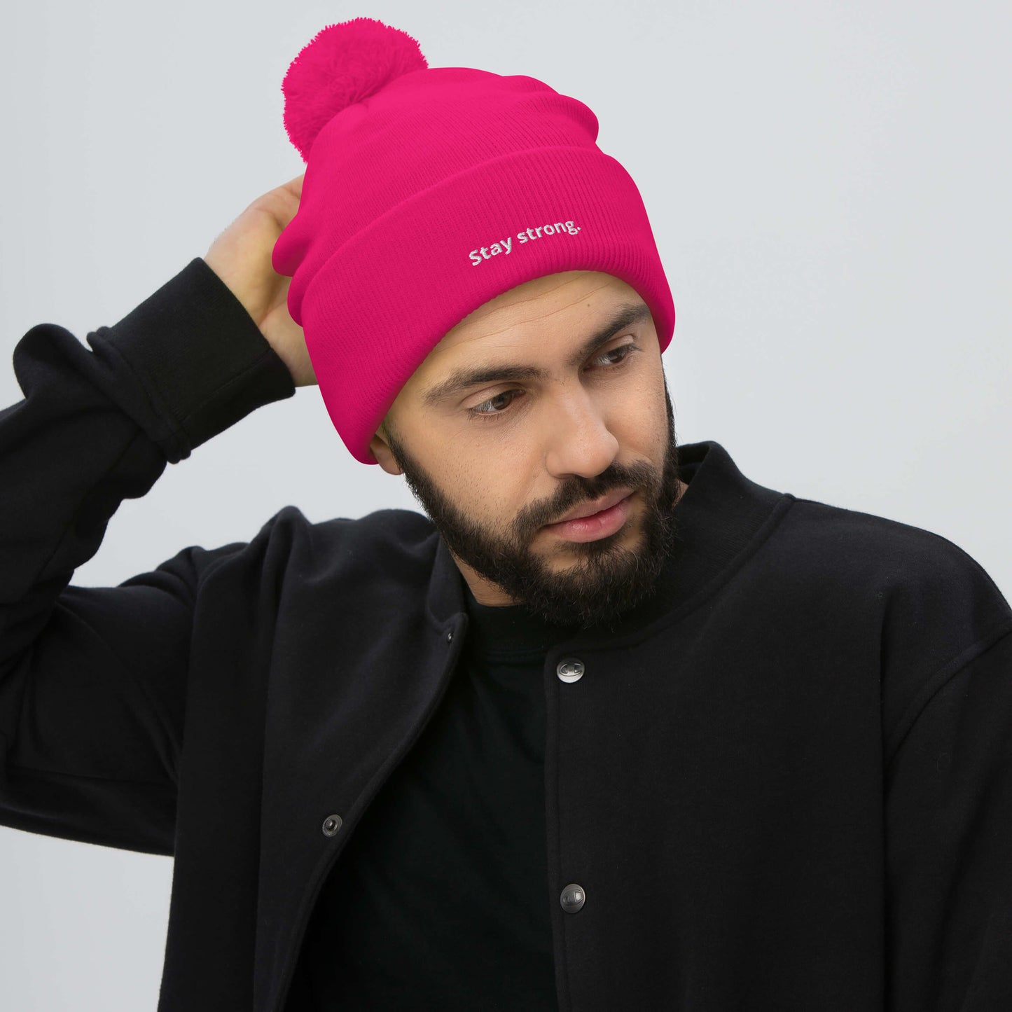 "Stay strong." Pom-Pom Beanie